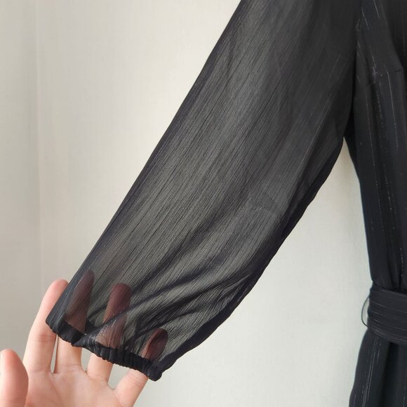 Modcloth Metallic Striped Black Jumpsuit Flowy Wide Leg Evening Women's M - Picture 5 of 10